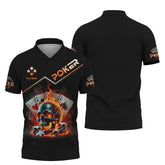 Maxcorners Custom Poker-Themed T-Shirt with Fiery Skull, Aces and Poker Chips Design, Poker T ShirtsLM1009