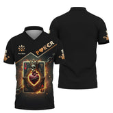 Maxcorners Custom Poker T-Shirts - Fiery Ace of Hearts, Skull Crown and Chains, Gift For Poker PlayersLM1009