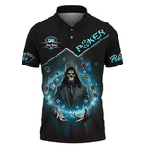 Maxcorners Grim Reaper Poker Shirt - Custom Name Skull in Suit with Magic Poker Chips Design TeeLM1009