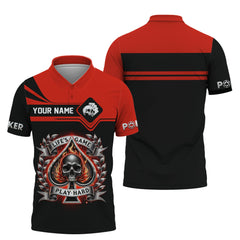Maxcorners Life's Game Play Hard Poker Skull 3D Design T-Shirt, Poker Shirts, Gift For Poker PlayersLM1009