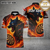 Maxcorners Darts Shirt Wolf Fire Flame Multicolor Options Personalized Name, Team Name Unisex 3D Shirt (4 Colors)