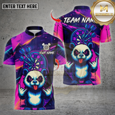 Maxcorners Darts Shirt Angry Panda Neon Graffiti Multicolor Options Personalized Name, Team Name Unisex 3D Shirt (4 Colors)
