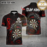 Maxcorners Darts Shirt Dragon Flame Red Black Multicolor Options Personalized Name, Team Name Unisex 3D Shirt (4 Colors)