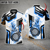 Maxcorners Darts Premium Line Smoke Pattern Multicolor Options Personalized Name, Team Name 3D Polo Shirt (4 Colors)
