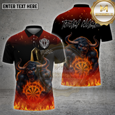Maxcorners Darts Bull Demon Fire Beast Multicolor Options Personalized Name, Team Name 3D Shirt (4 Colors)