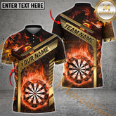 Maxcorners Darts Flame Golden Premium Pattern Multicolor Options Personalized Name, Team Name 3D Polo Shirt (4 Colors)