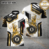 Maxcorners Billiard Ball 8 Premium Line Smoke Pattern Multicolor Options Personalized Name, Team Name 3D Polo Shirt (4 Colors)