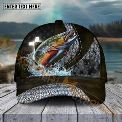 Maxcorners Trout Fishing Cross Skinfish Flag Of United States Sport Pattern Personalized Name 3D Cap MT133