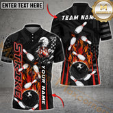 Maxcorners Bowling Ball & Pins Strike Bowling Eagle American Flag Pattern Multicolor Option Customized Name 3D Shirt (4 Colors)