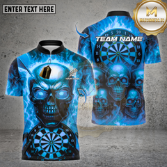 Maxcorners Darts Shirt Skull With Dartboard & Darts Design Multioptions Personalized Name, Team Name Unisex 3D Shirt (4 Colors)