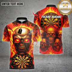 Maxcorners Darts Shirt Skull With Dartboard & Darts Design Multioptions Personalized Name, Team Name Unisex 3D Shirt (4 Colors)