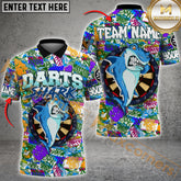 Maxcorners Darts Graffiti With Angry Shark Multicolor Options Personalized Name, Team Name 3D Polo Shirt (4 Colors)