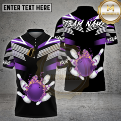 Maxcorners Bowling Fire Ball Strike Black Jersey Multi Options Personalized Name, Team Name 3D Shirt