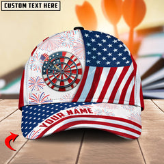 Maxcorners Darts Flag Of USA Pattern Multicolor Option Personalized Name 3D Cap