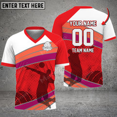 Maxcorners Volleyball Colorful Personalized V-neck T-Shirt