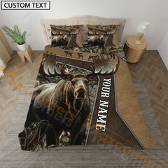 Maxcorners Hunting Forest Bedding Set 3D Print Custom Name (Deer/Moose/Boar/Bear)