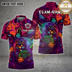 Maxcorners Dart Shirt Neon Tiger Hoodie Graffiti Multioptions Personalized Name, Team Name Unisex 3D Shirt (4 Colors)