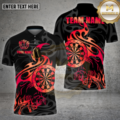 Maxcorners Darts Shirt Golden Bull Tribal Flame Multioptions Personalized Name, Team Name Unisex 3D Shirt (4 Colors)