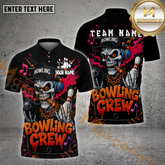 Maxcorners Bowling Shirt Skull DJ Crew Multicolor Options Personalized Name, Team Name 3D Shirt (4 Colors)