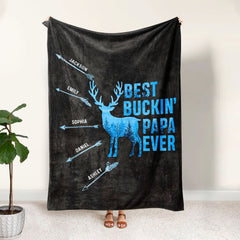 Maxcorners Personalized Hunting Dad Blanket, Custom Names Soft Cozy Sherpa Fleece Throw Blankets, Best Buckin Dad Ever Blanket, Gift for Dad, Grandpa | Blue
LM1711