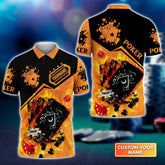 Maxcorners Poker Royal Flush On Fire Personalized Name 3D Polo Shirt Gift For Poker PlayersLM1009