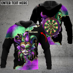 Maxcorners Darts Mardi Gras Mask Personalized Name 3D Unisex Shirt