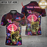 Maxcorners Darts Neon Love Party Design Multicolor Customized Name, Team Name 3D Shirt