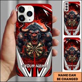 Maxcorners Darts Raging Angry Bull Red Splatter Personalized Name 3D Phone Case