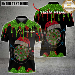 Maxcorners Darts Christmas Hat Glitter Dripping Multicolor Customized Name, Team Name 3D Shirts