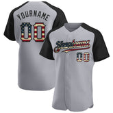Maxcorners Custom Navy Red Pinstripe Vintage USA Flag-City Cream Premium Baseball Jersey LM0210