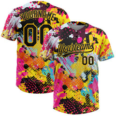 Maxcorners Custom Graffiti Pattern Black-Gold 3D Bright Psychedelic Two-Button Unisex Softball Jersey
LM0609