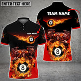 Maxcorners Billiards Skull Multicolor Options Personalized Name 3D Shirt (4 Colors)