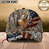 Maxcorners Deer Hunting American Flag Rustic Camo Multicolor Options Personalized Name 3D Cap