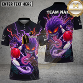 Maxcorners Bowling Monster Lightning Strike Multicolor Options Personalized Name, Team Name 3D Shirt (4 Colors)