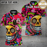 Maxcorners Skull Dart Neon Graffiti Dripping Art Multicolor Options Personalized Name, Team Name 3D Shirt (4 Colors)