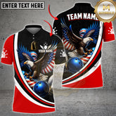 Maxcorners Bowling Eagle American Flag Wings & Strike Ball Multicolor Options Personalized Name, Team Name 3D Shirt (4 Colors)