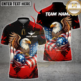 Maxcorners Bowling Patriotic Eagle Holding Pin & Flag Wave Art Multicolor Options Personalized Name, Team Name 3D Shirt (4 Colors)