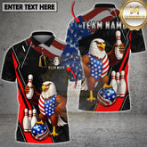 Maxcorners Bowling Grunge Patriotic Eagle & Flag Wrap Bowling Ball Art Multicolor Options Personalized Name, Team Name 3D Shirt (4 Colors)