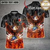 Maxcorners Patriotic Bowling American Eagle Flag Cross Flaming Strike 1776-2026 Multicolor Options Personalized Name, Team Name 3D Shirt (4 Colors)