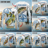 Maxcorners Freshwater Fishing Compass Navigation Style Personalized Name, Team Name 3D Long Sleeve Shirt