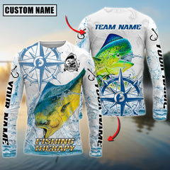 Maxcorners Saltwater Fishing Compass Navigation Style Personalized Name, Team Name 3D Long Sleeve Shirt