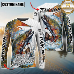 Maxcorners Freshwater Fishing Dynamic Splash Art Personalized Name, Team Name 3D Long Sleeve Shirt