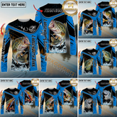 Maxcorners Freshwater Fishing Dynamic Water Splash Personalized Name, Team Name 3D Long Sleeve Shirt