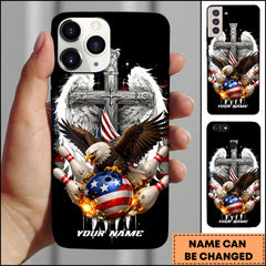 Maxcorners Bowling Angel Cross Faith Patriotic Theme Personalized Name Phone Case