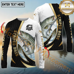 Maxcorners Saltwater Fishing Gold Black Dynamic Jump Personalized Name, Team Name 3D Long Sleeve Shirt
