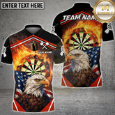Maxcorners Patriotic Darts Flaming Dartboard Bald Eagle Portrait Multicolor Options Personalized Name, Team Name 3D Shirt (4 Colors)