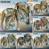 Maxcorners Freshwater Fishing Trophy Power Splash Art Personalized Name, Team Name 3D Long Sleeve Shirt