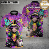 Maxcorners Bowling Graffiti Monkey Street Art Headphones Multicolor Options Personalized Name, Team Name 3D Shirt (4 Colors)