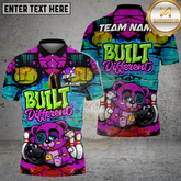 Maxcorners Bowling Built Different Graffiti Teddy Bear Multicolor Options Personalized Name, Team Name 3D Shirt (4 Colors)