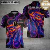 Maxcorners Gangster Neon Bear Attitude Bowling Multicolor Options Personalized Name, Team Name 3D Shirt (4 Colors)